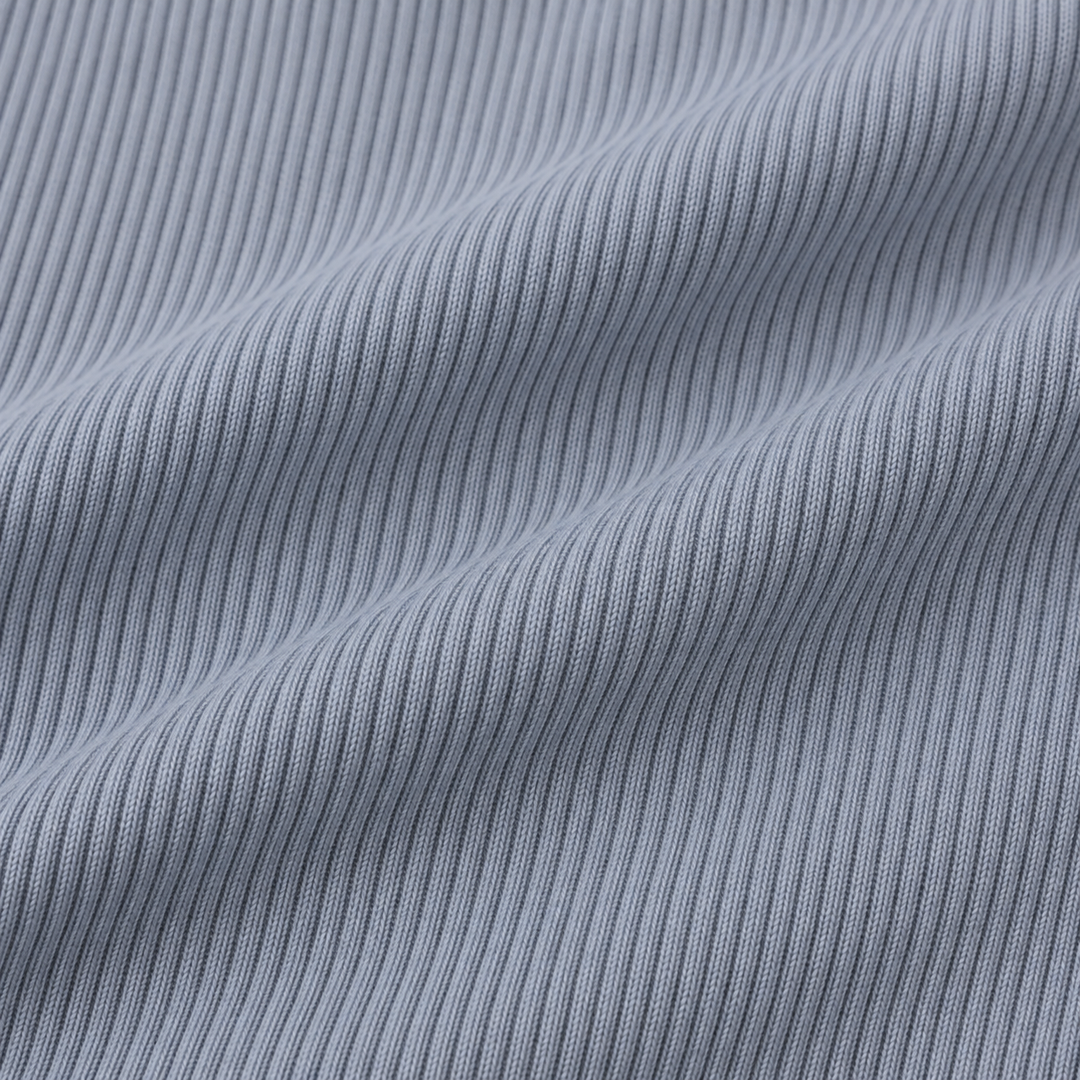 Close-up of PAIGELAUREN soft 2x1 Rib fabric in Gray