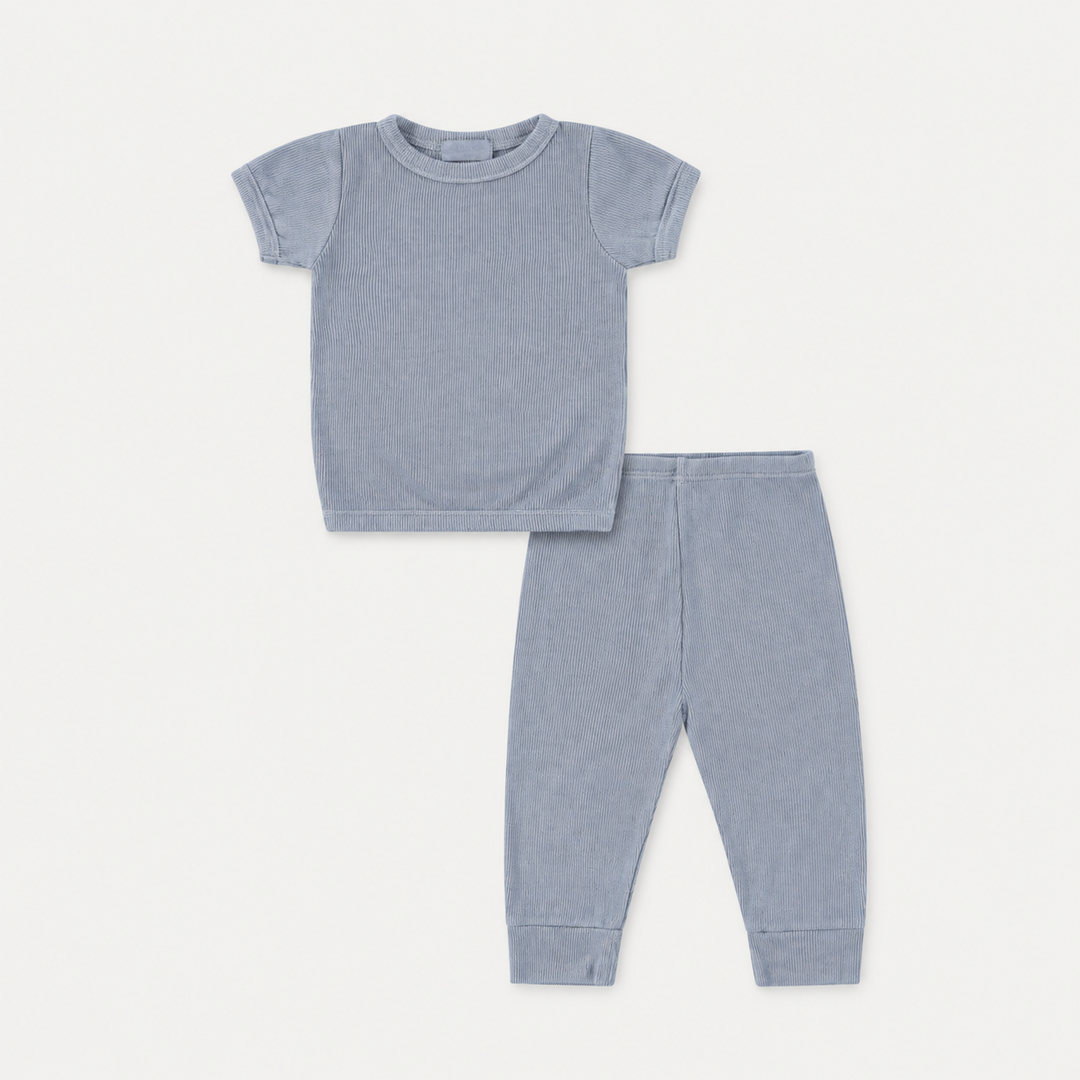 PAIGELAUREN Rib Tee + Legging Set in Gray