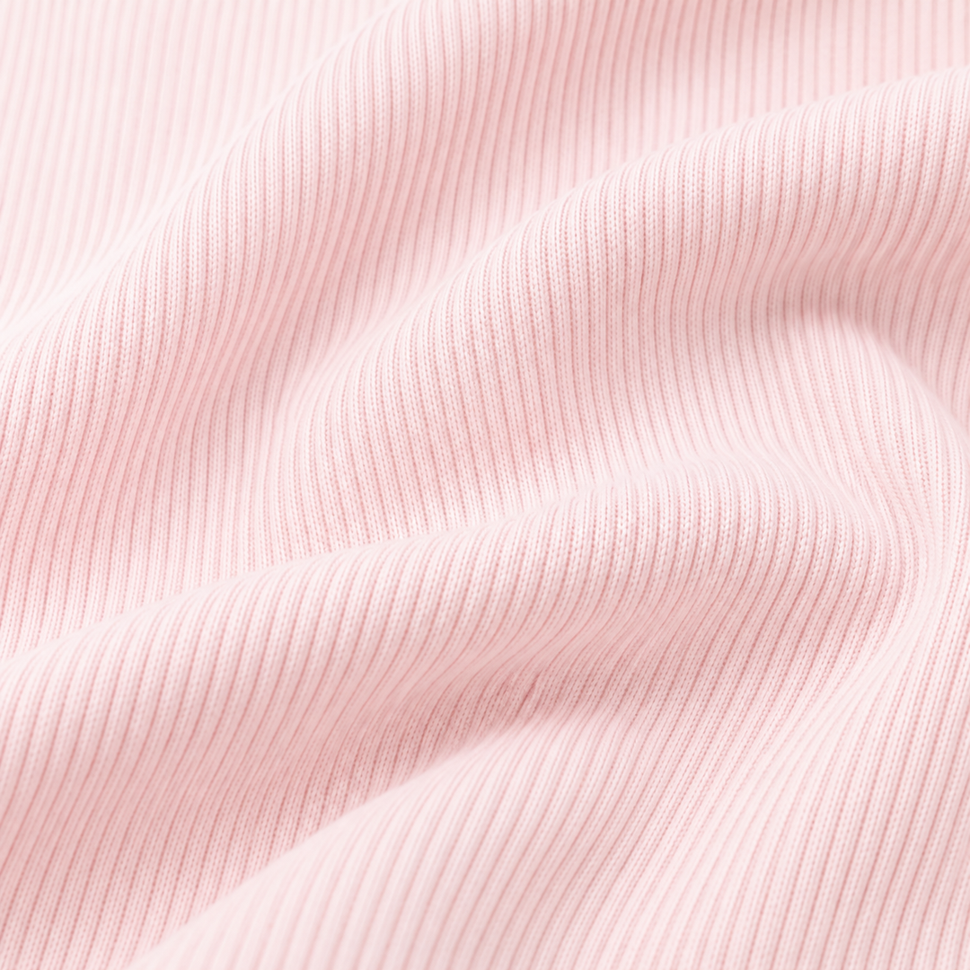 Close-up of PAIGELAUREN soft 2x1 Rib fabric in Light Pink