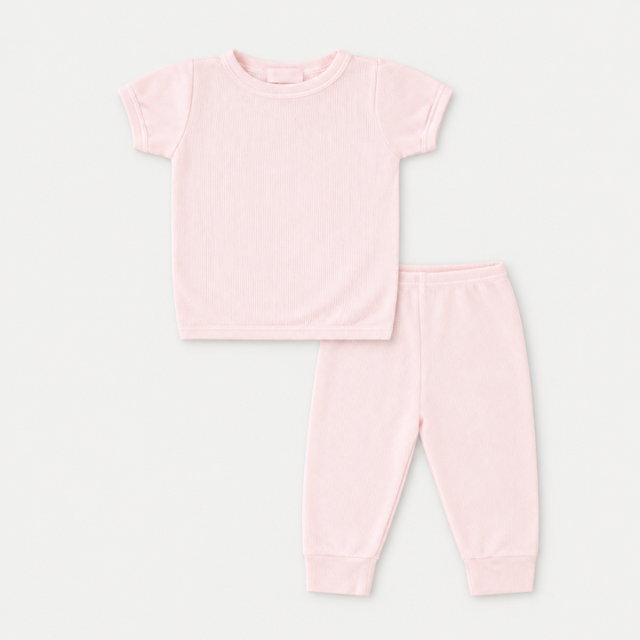 PAIGELAUREN Rib Tee + Legging Set in Light Pink