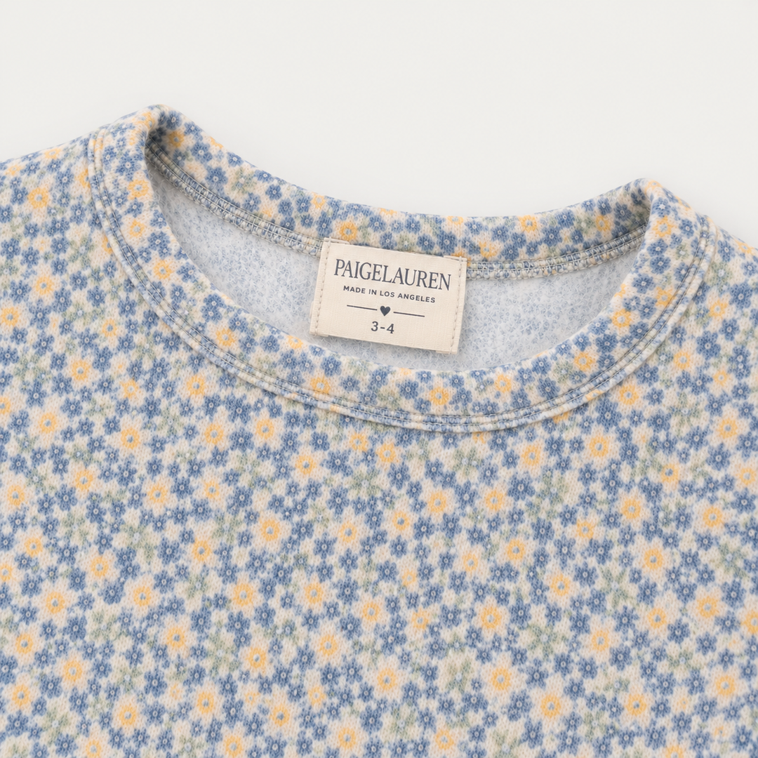 PAIGELAUREN Sage Polka Dot sweatshirt neckline and fabric detail