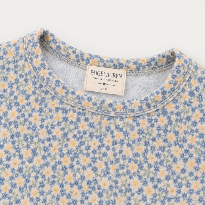 PAIGELAUREN Sage Polka Dot sweatshirt neckline and fabric detail