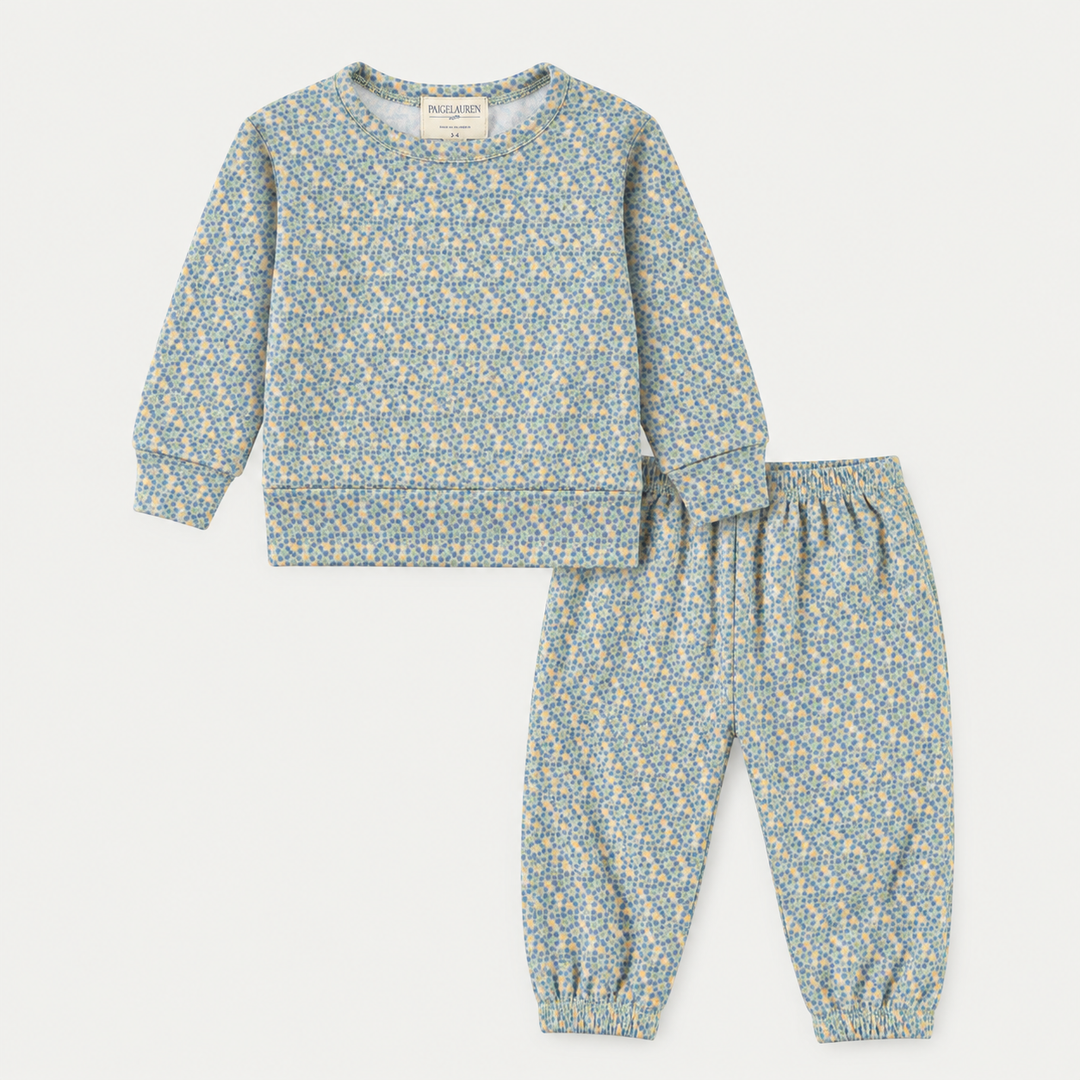 PAIGELAUREN Sage Polka Dot Sweatshirt and Sweatpant Set