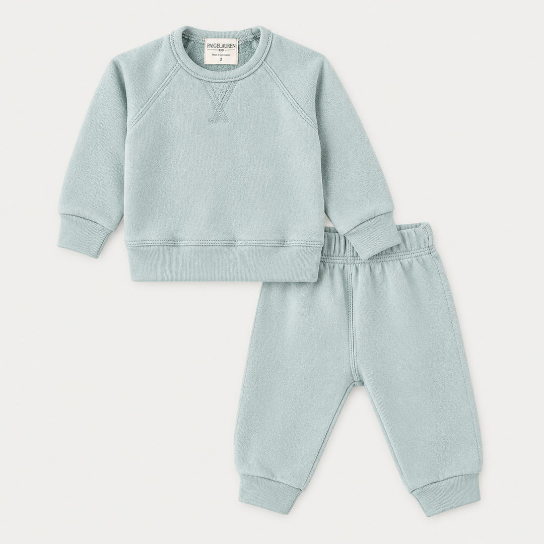 PAIGELAUREN Sage Sherpa Raglan Sweatshirt and Jogger Set