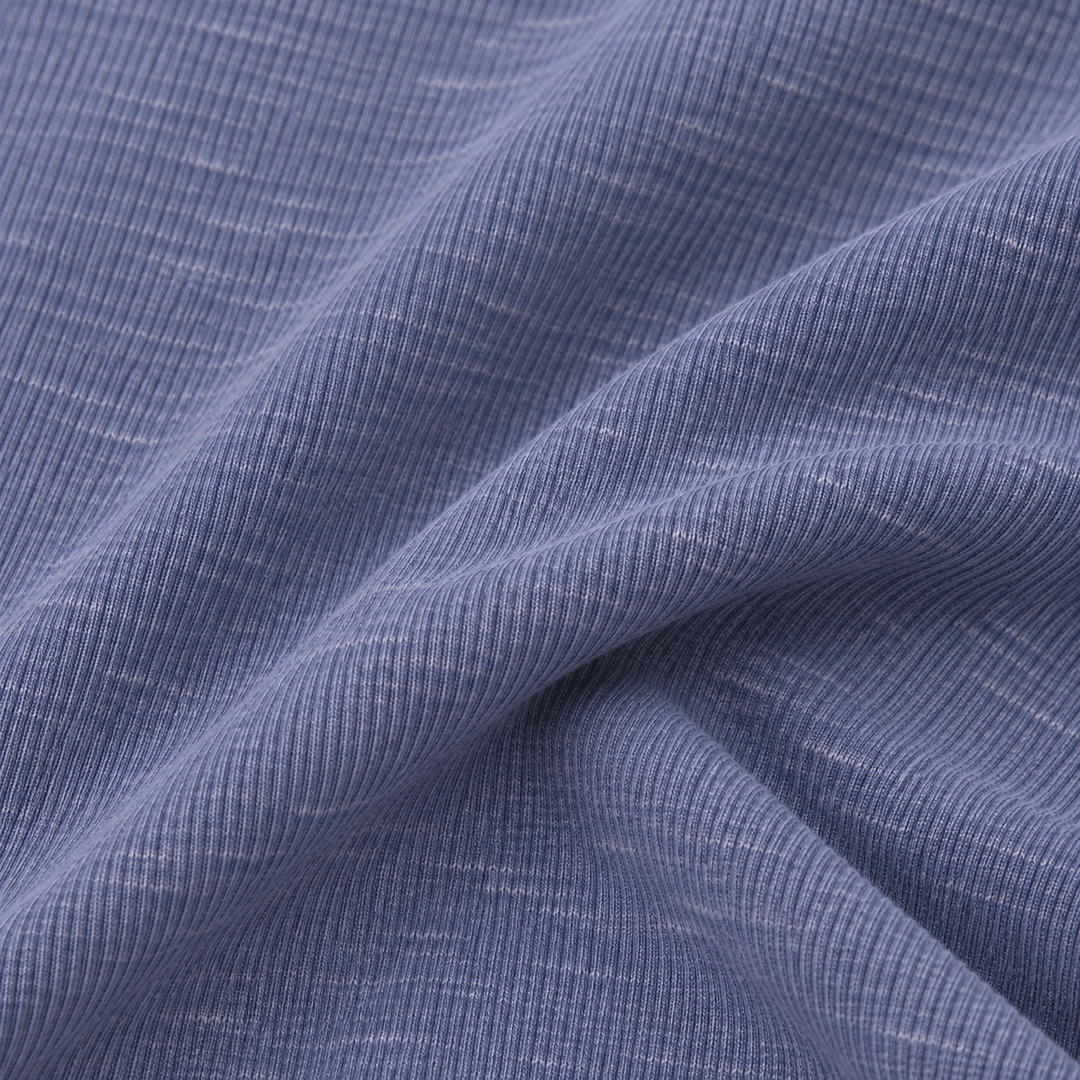 close-up of PAIGELAUREN Blue slub rib fabric texture