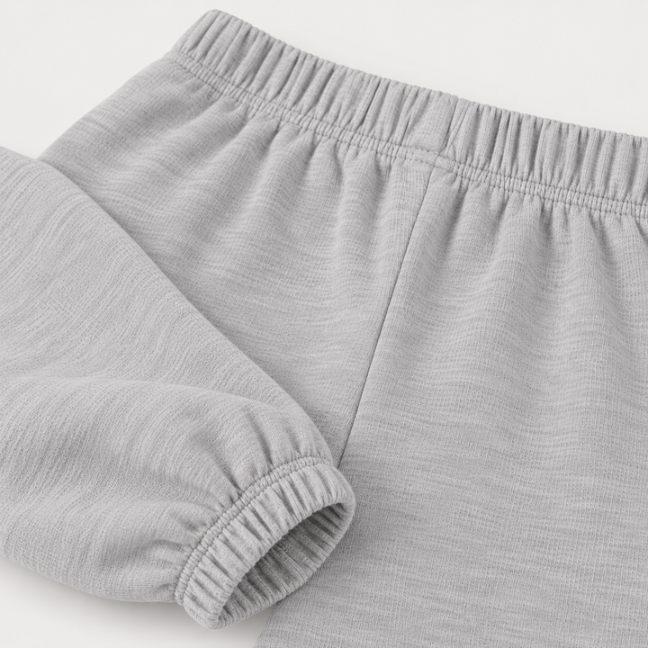 PAIGELAUREN Heather Gray Slub Rib Baggy Pant elastic construction detail