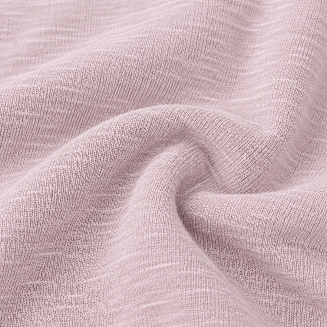 Close-up of PAIGELAUREN Lilac slub rib fabric texture