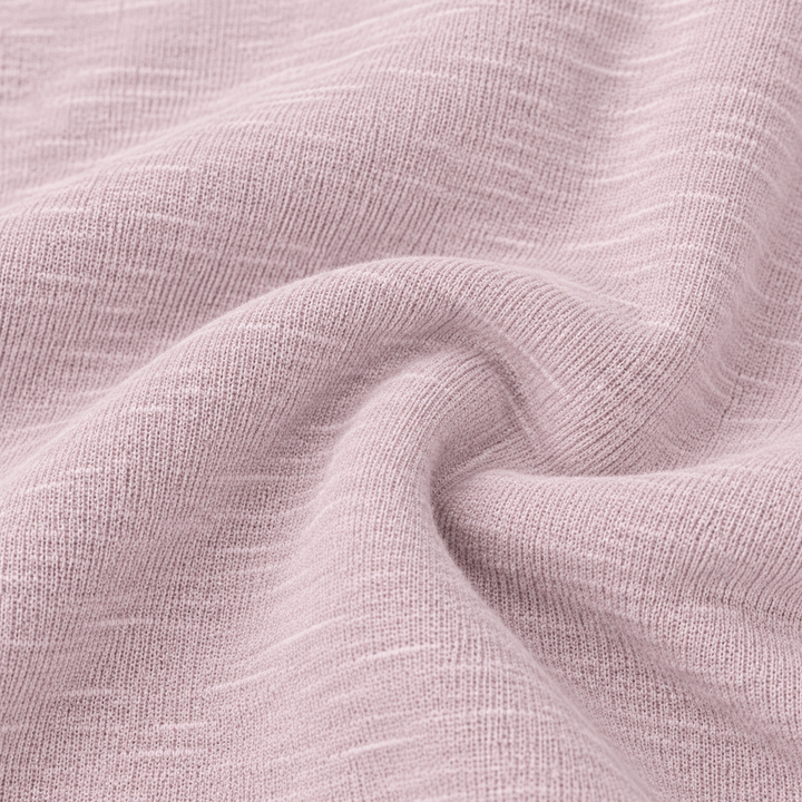 Close-up of PAIGELAUREN Lilac slub rib fabric texture