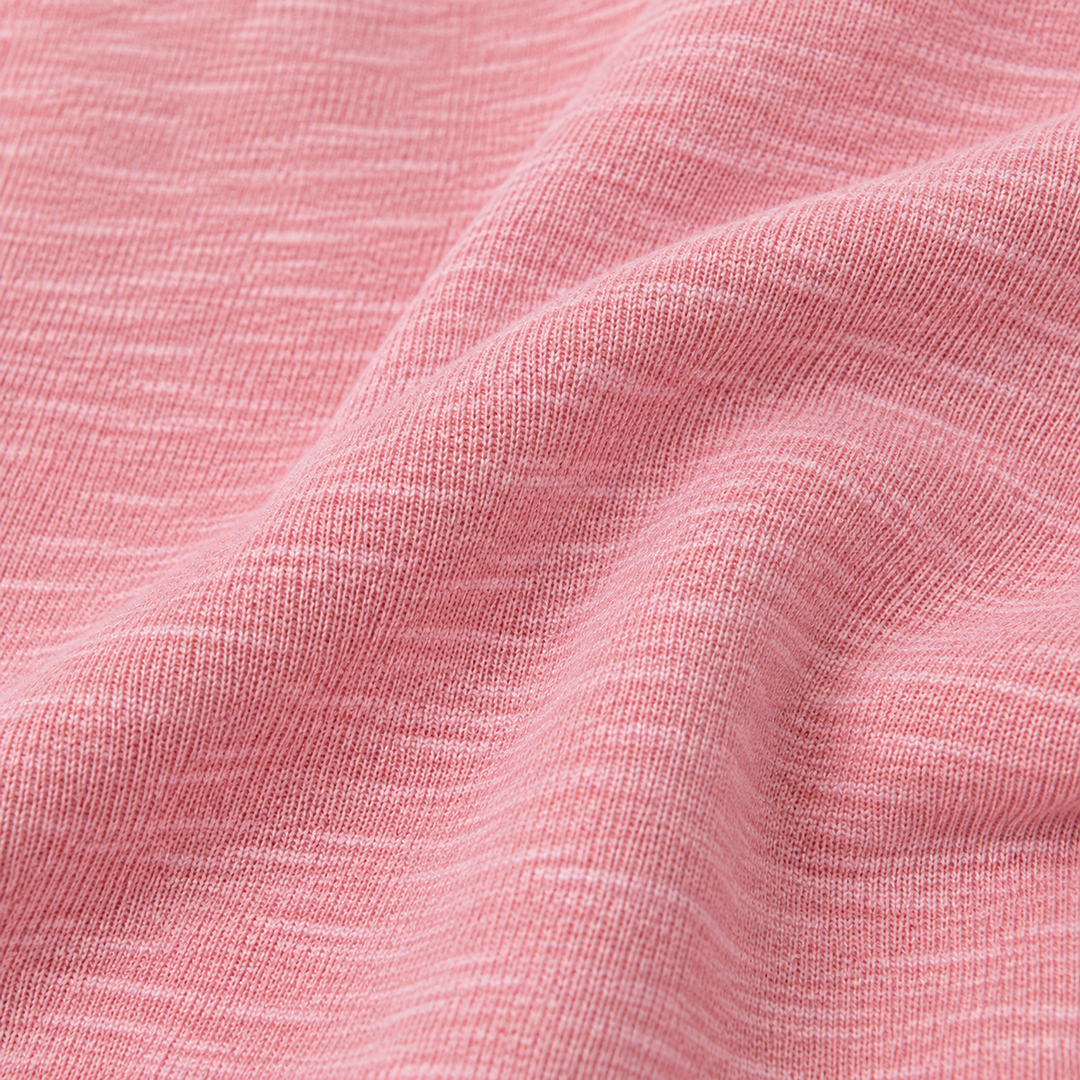 Close-up of PAIGELAUREN Pink slub rib fabric texture