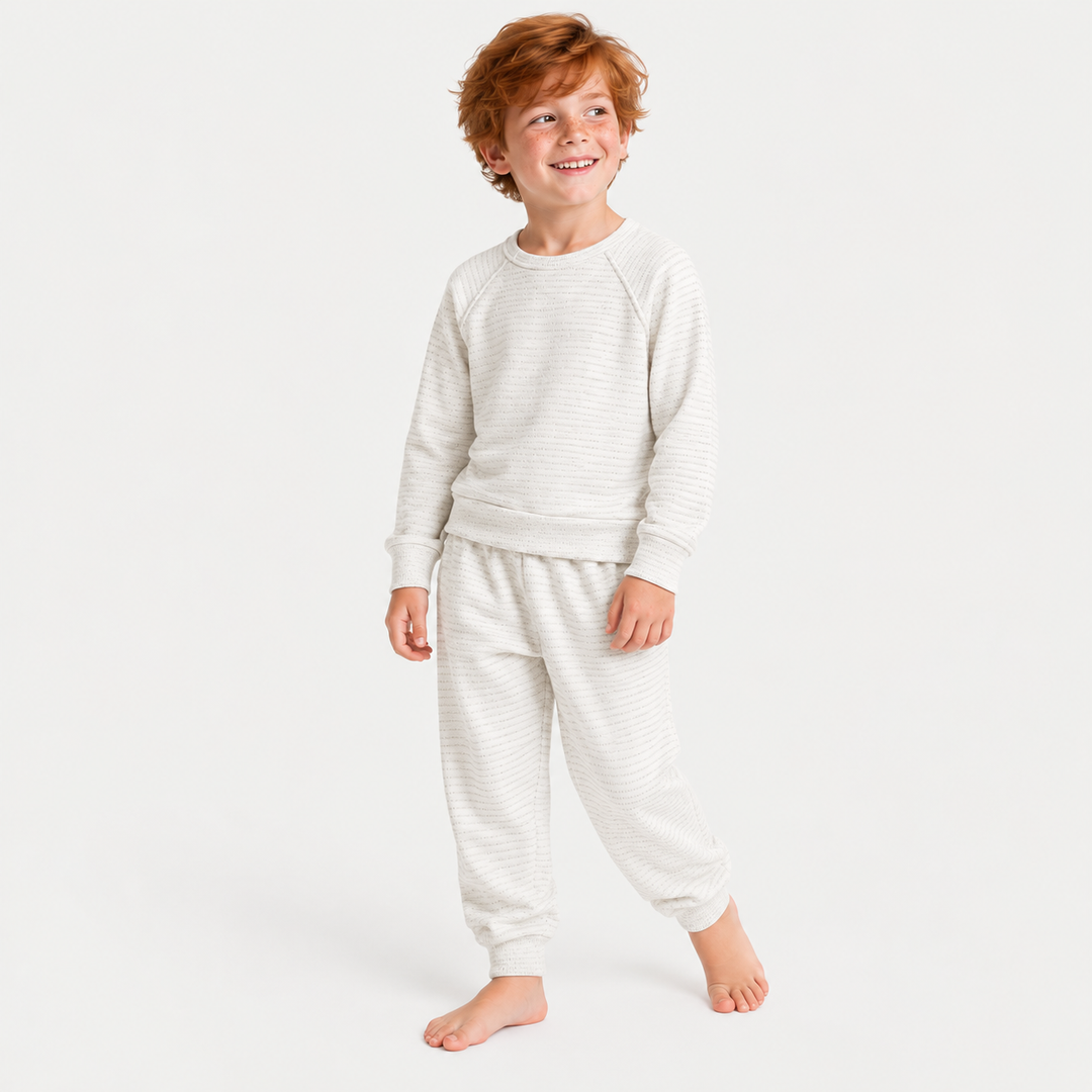 PAIGELAUREN Stripe Heavy French Terry Sweatshirt and Jogger Set on child