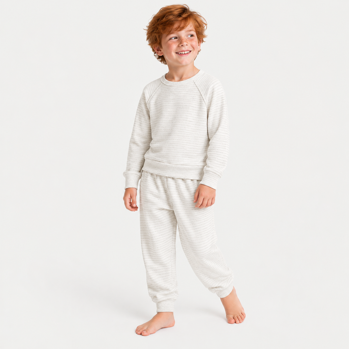 PAIGELAUREN Stripe Heavy French Terry Sweatshirt and Jogger Set on child