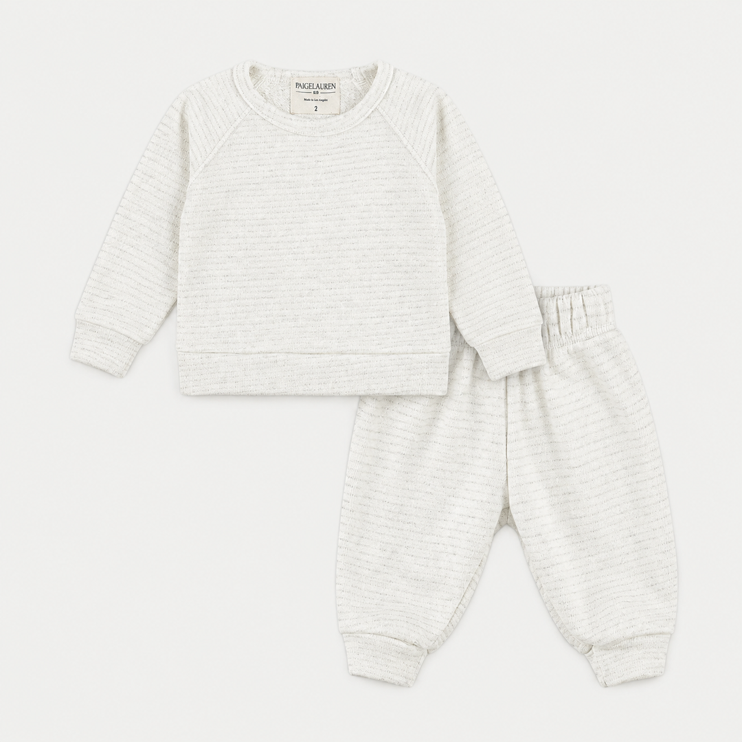 PAIGELAUREN Stripe Heavy French Terry Sweatshirt and Jogger Set