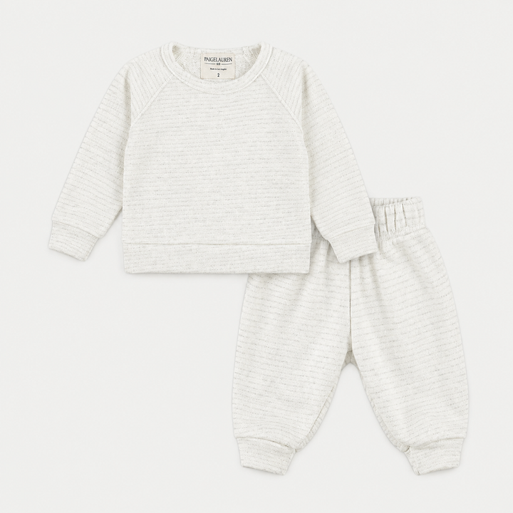 PAIGELAUREN Stripe Heavy French Terry Sweatshirt and Jogger Set