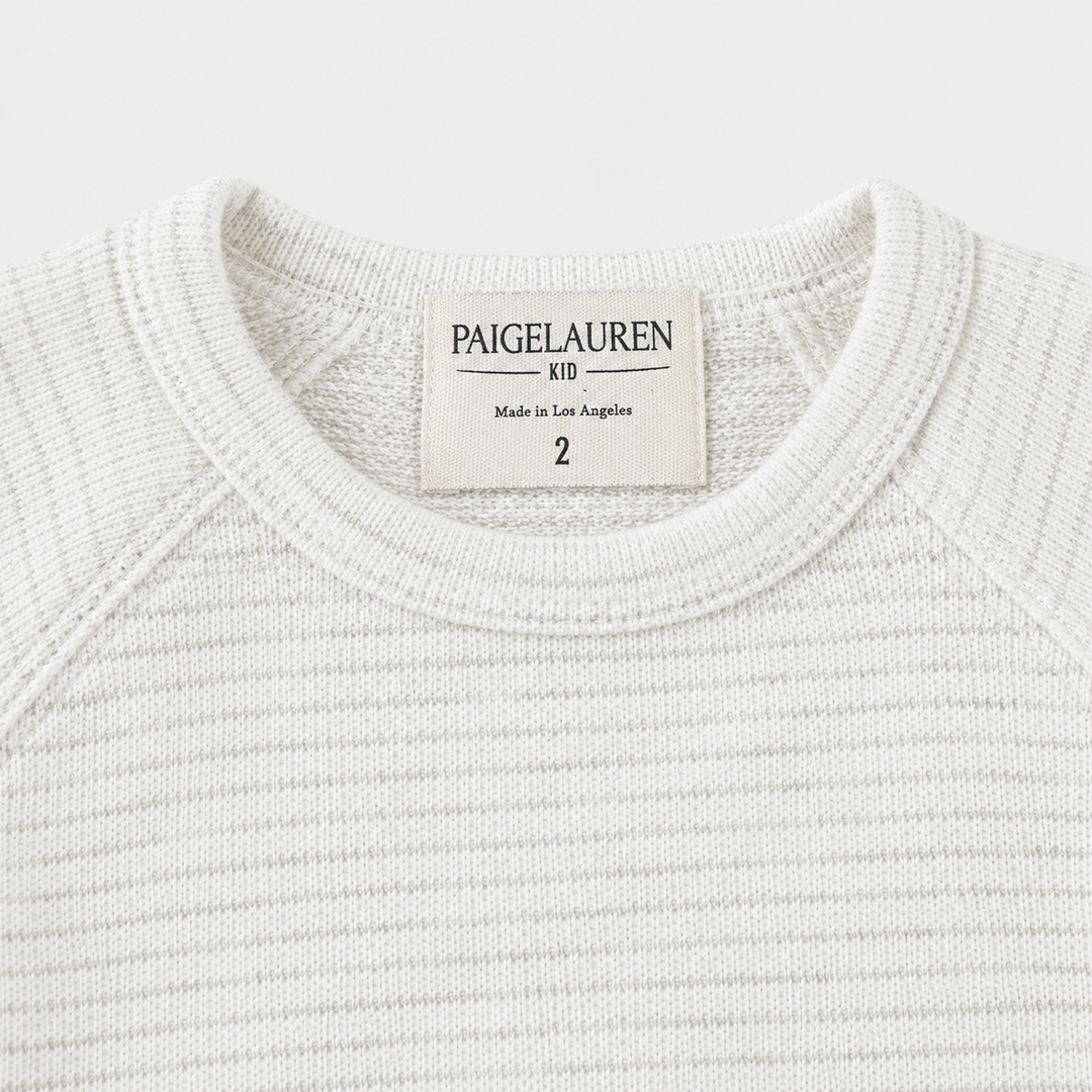 PAIGELAUREN Stripe Heavy French Terry sweatshirt crew neckline and raglan detail