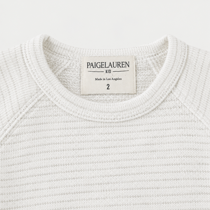 PAIGELAUREN Stripe Heavy French Terry sweatshirt crew neckline and raglan detail