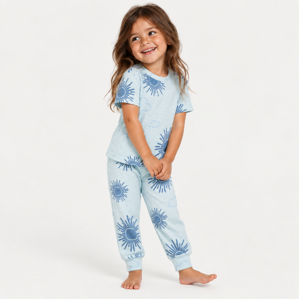 Girl wearing PAIGELAUREN Sun Burst Slub Tee and Legging Set