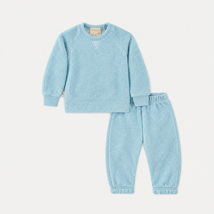 PAIGELAUREN Teal Sherpa Sweatshirt and Sweatpant Set