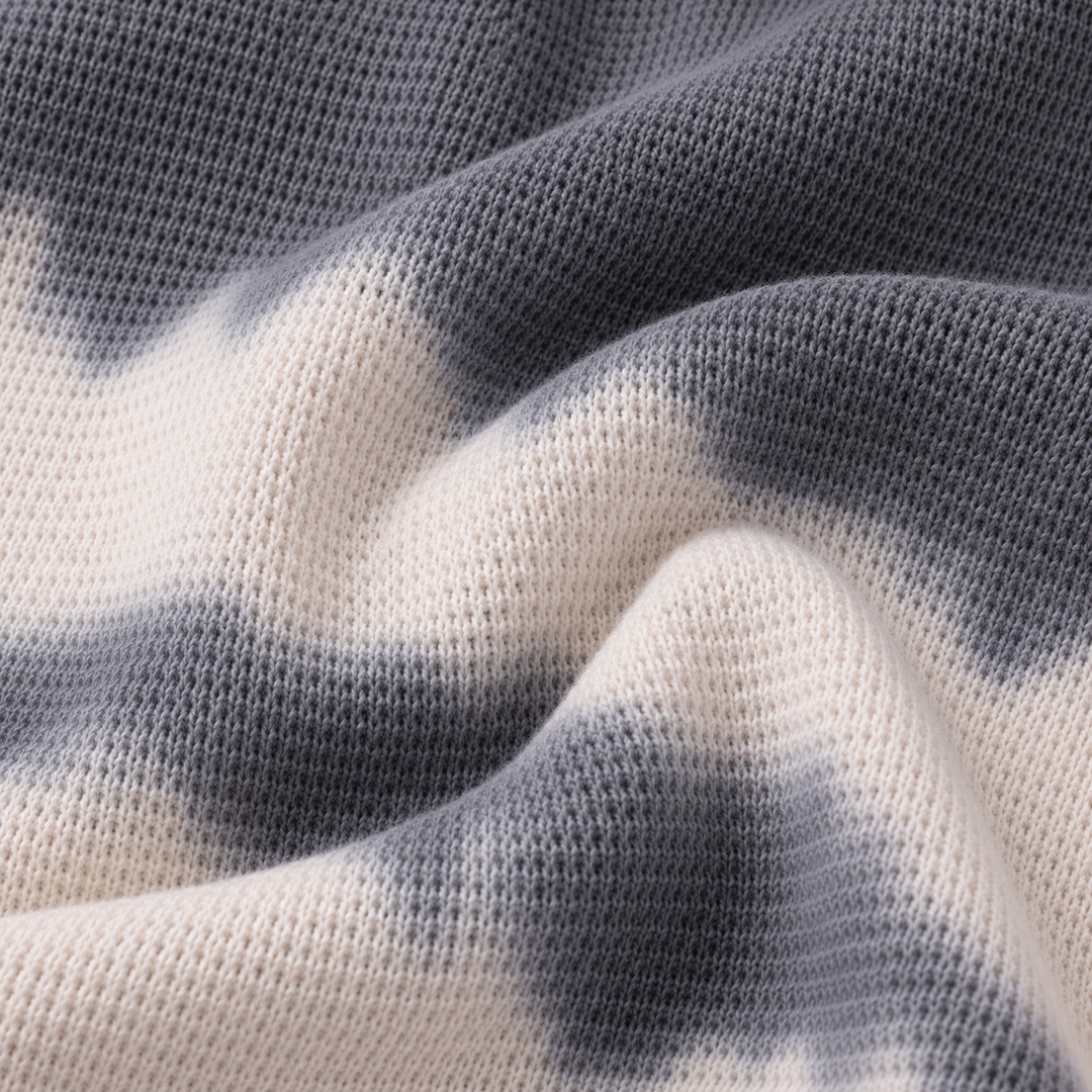 Close-up of PAIGELAUREN Gray Bone hand-dyed thermal fabric texture