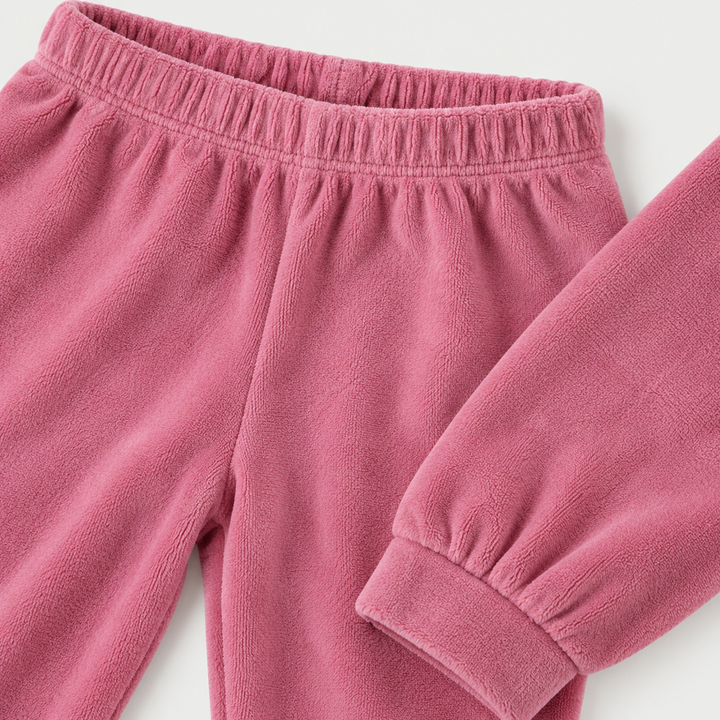 PAIGELAUREN Rose Pink velour jogger waistband and fabric detail