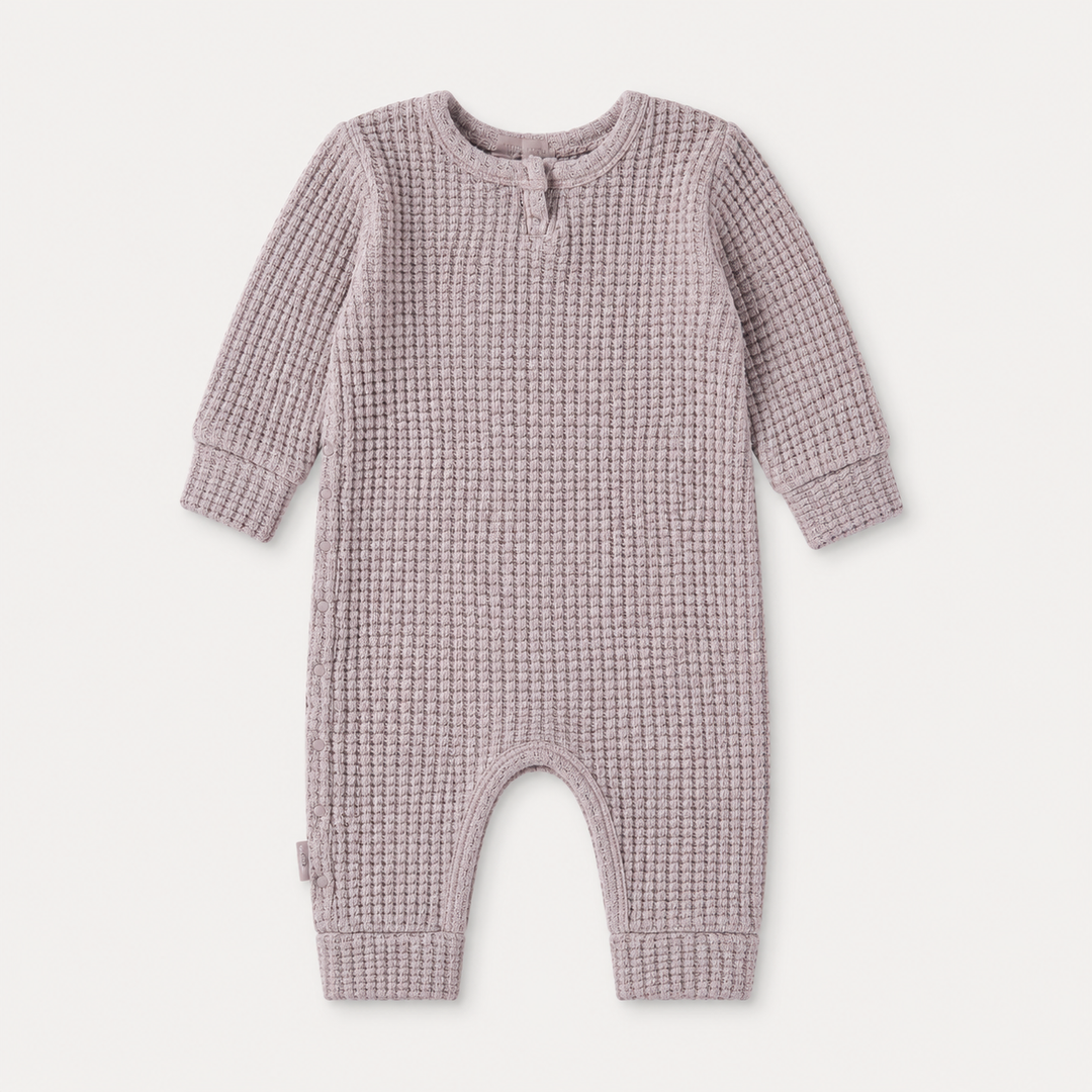 PAIGELAUREN Beige Chunky Thermal Romper made in Los Angeles.