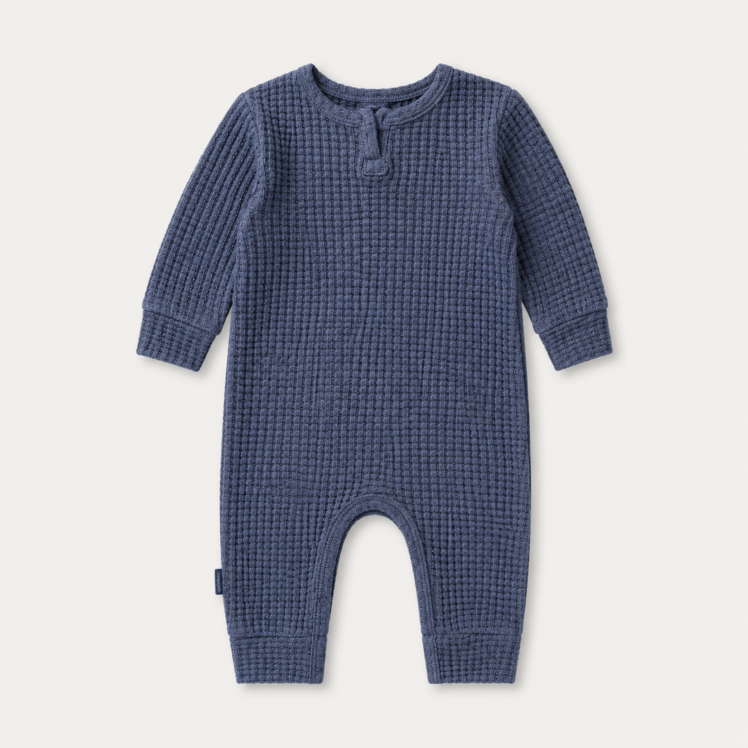 PAIGELAUREN Navy Chunky Thermal Romper made in Los Angeles.