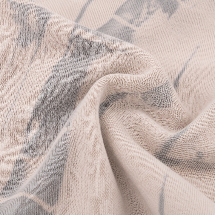 Close-up of the PAIGELAUREN fleece with tonal-dyed over-dye finish.