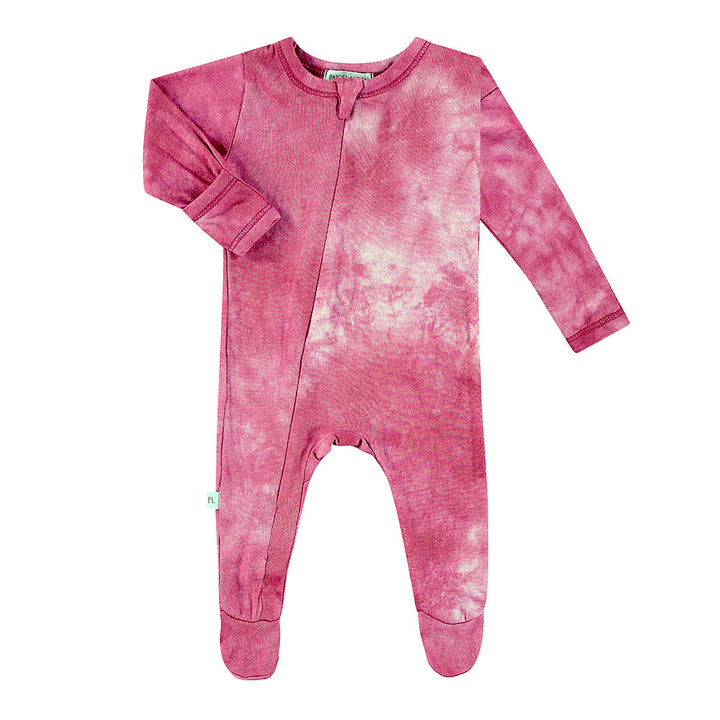 Baby Rib Footie Zipper Romper-Cozy Pink Tie Dye