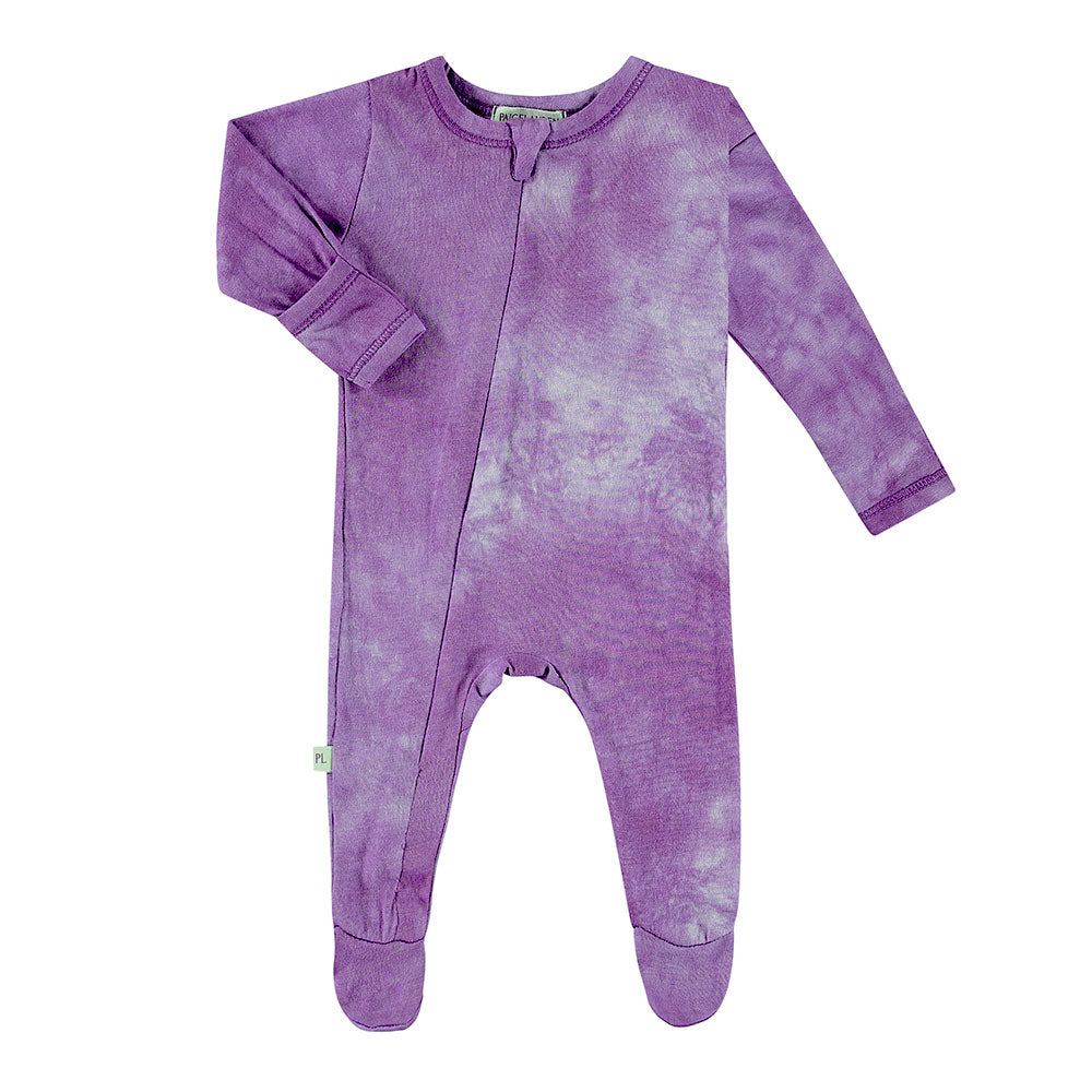 Baby Rib Footie Zipper Romper-Cozy Purple Tie Dye