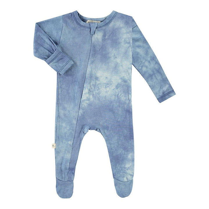 Baby Rib Footie Zipper Romper-Cozy Tie Dye Blue