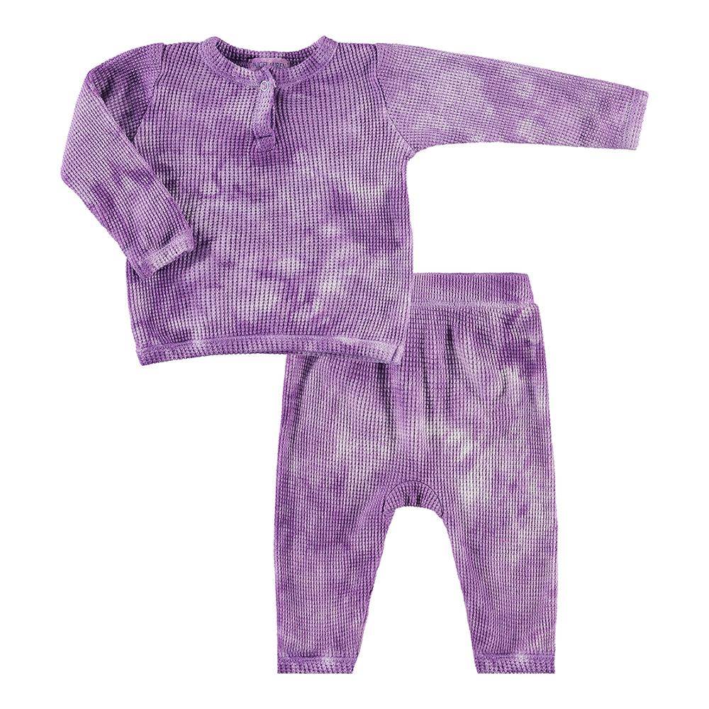 Baby Thermal Henley L/S Tee & Legging Set-Cozy Purple Tie Dye