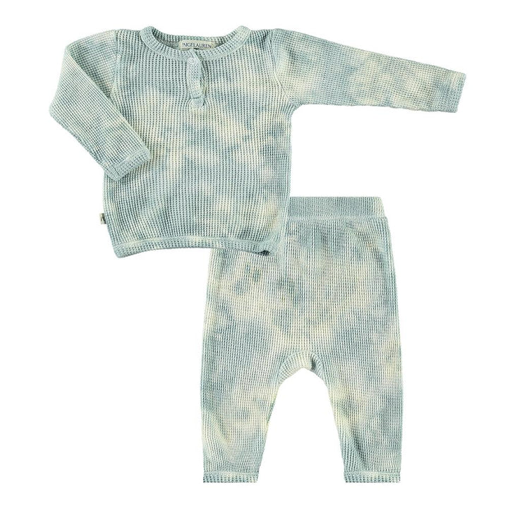 Baby Thermal Henley L/S Tee & Legging Set-Cozy Sage Green Tie Dye