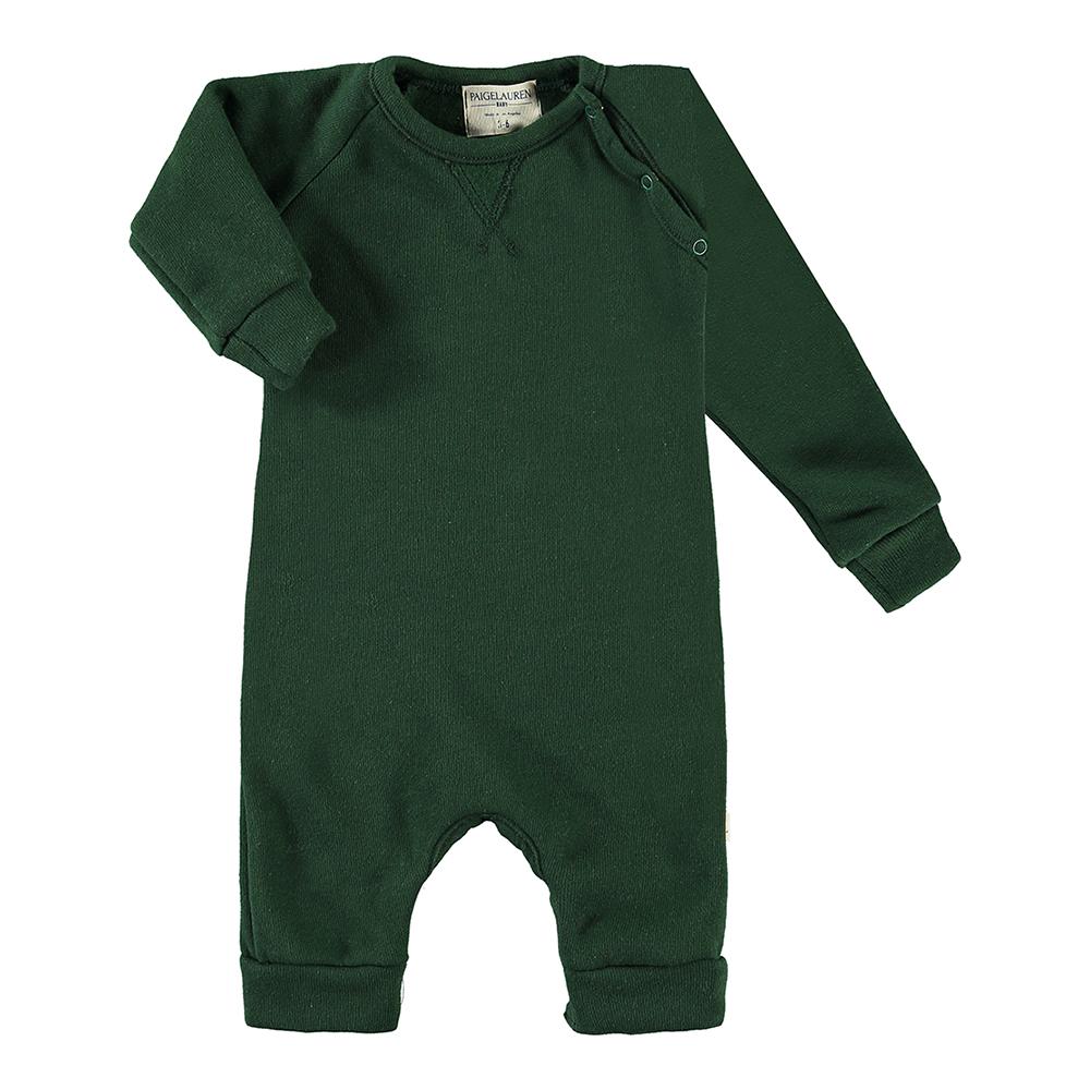 Baby Sweatshirt Blanket Blend Romper-Cozy Dark Green