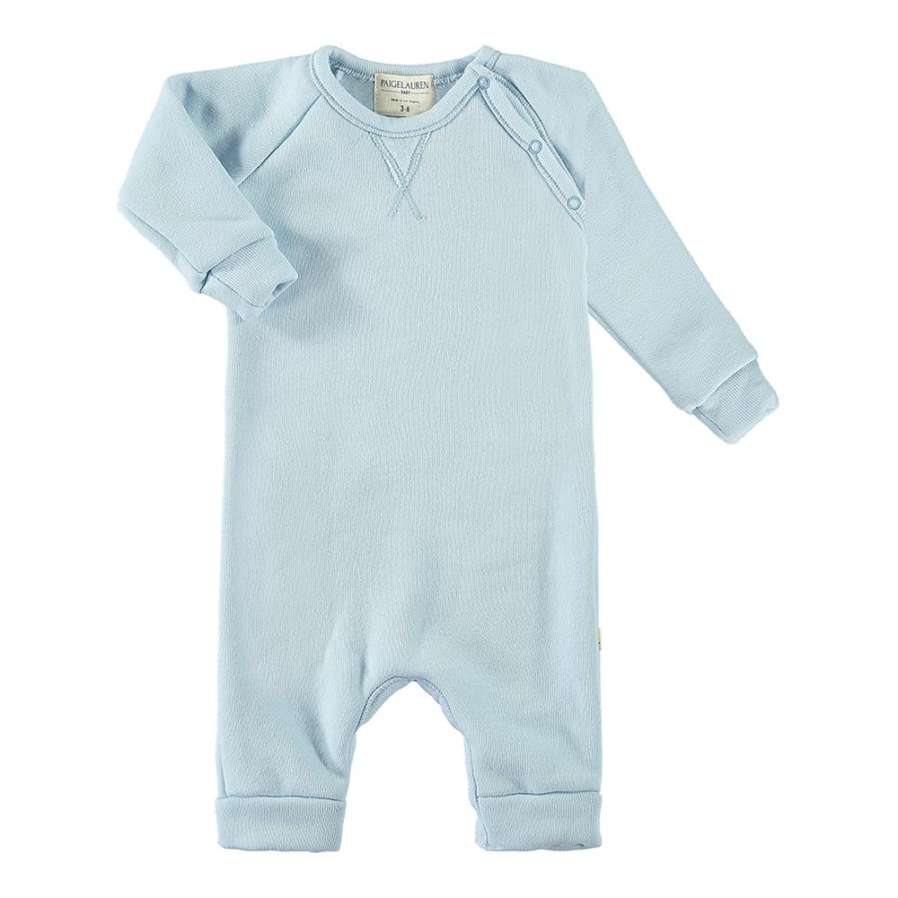 Baby Sweatshirt Blanket Blend Romper-Cozy Light Blue
