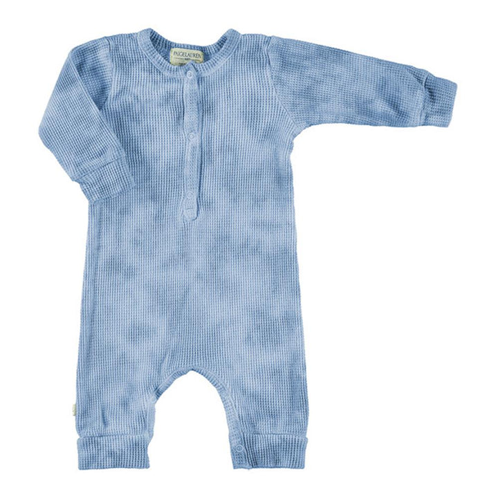 Baby Thermal Henley Coverall-Cozy Blue Tie Dye