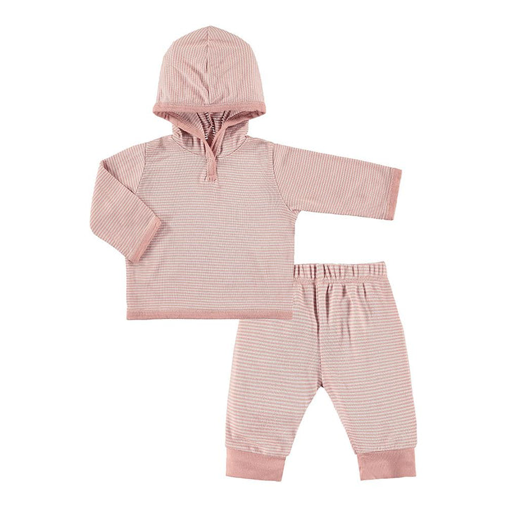 Baby Stripe Rib Pullover Hoodie and Legging Set-Cozy | 6-9m | Stripe Pink