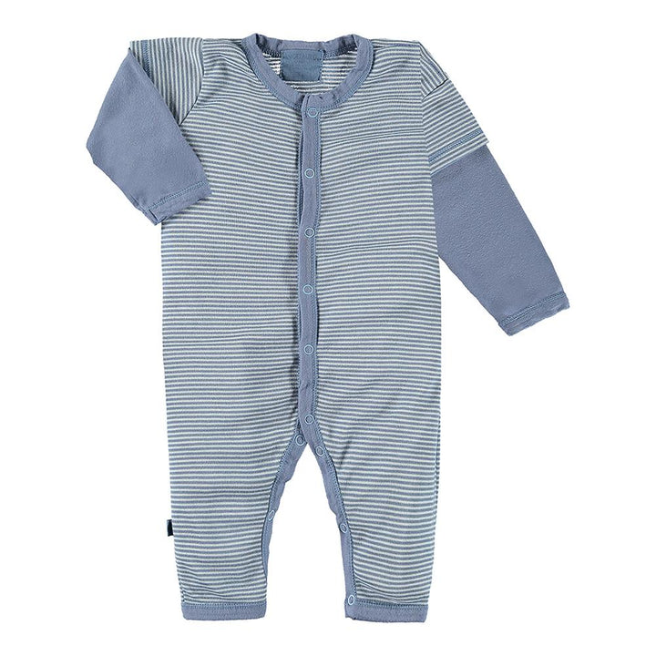 Baby Stripe Rib Twofer Romper-Cozy | 0-3m | Stripe Blue