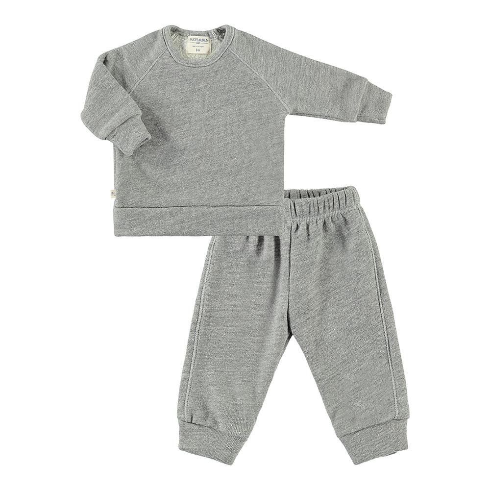 Baby Heathered Sherpa Loungewear Sets-Cozy Heathered Gray