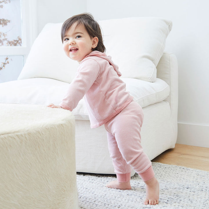 Baby Stripe Rib Pullover Hoodie and Legging Set-Cozy | Stripe Pink