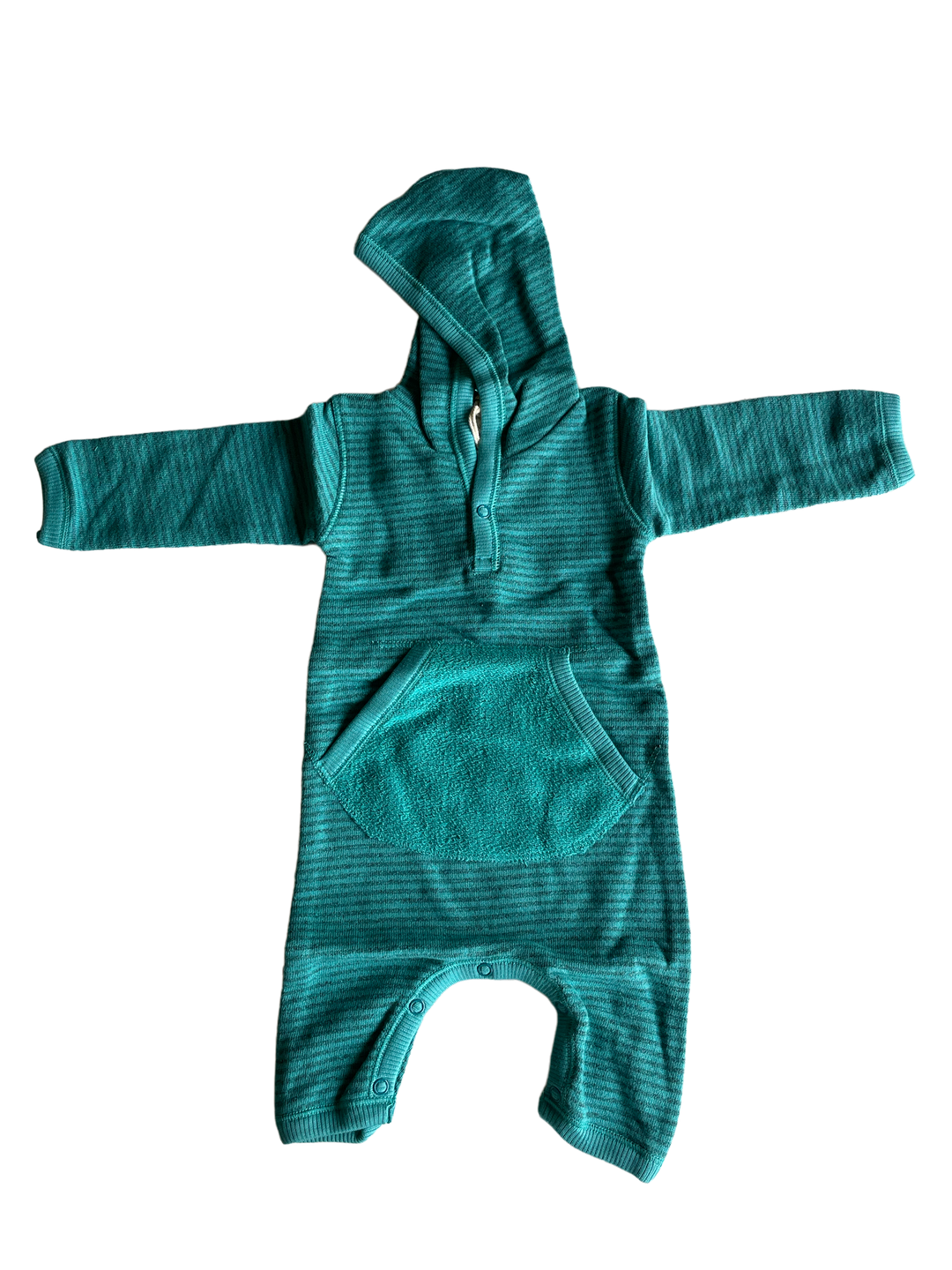 Baby French Terry Hoodie Romper-Coastal