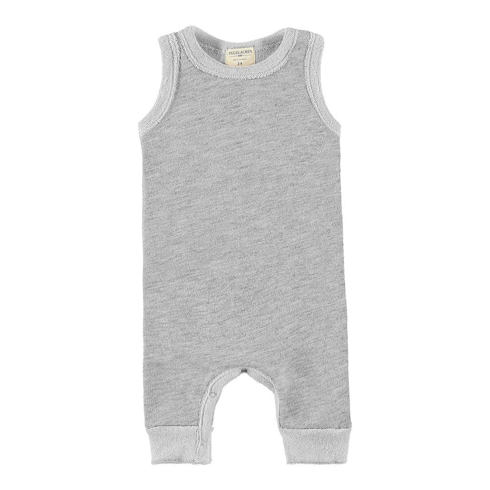 Baby Loop Terry Tank Pull Over Romper-Peace & Love | Heathered Gray | 0-3m