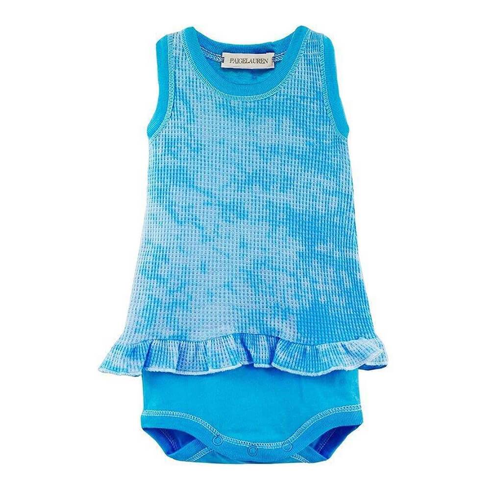 Baby Thermal Burn-Out Tank Bodysuit w/ Ruffle-Arts | Monet Blue