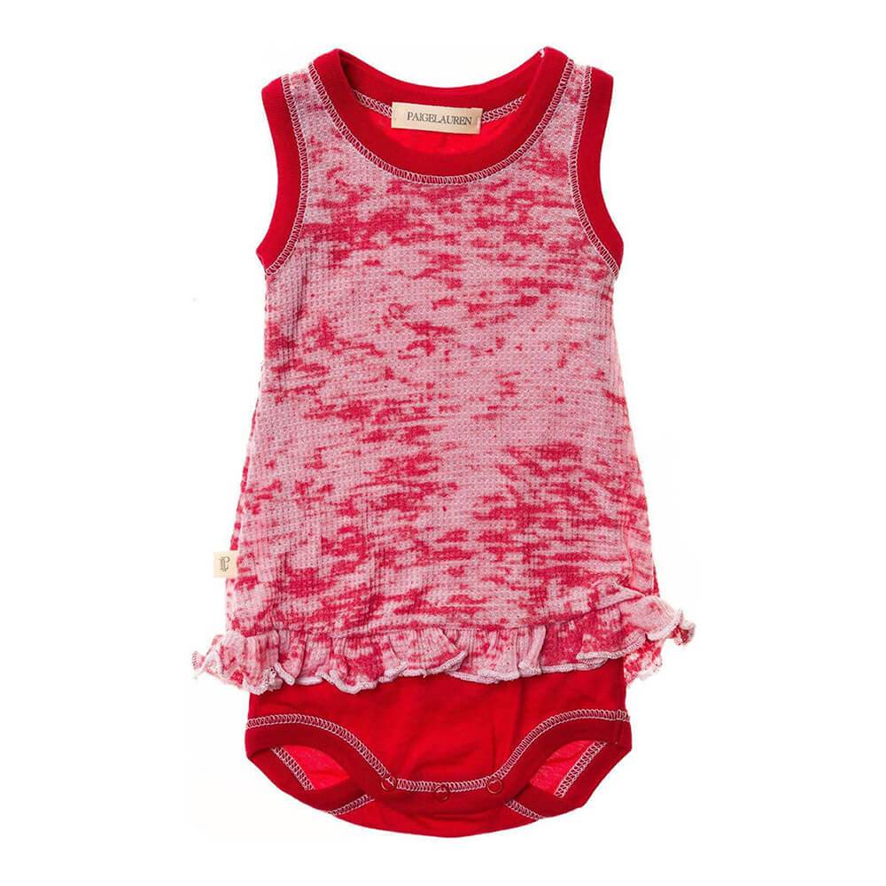 Baby Thermal Burn-Out Tank Bodysuit w/ Ruffle-Arts | Warhol Red