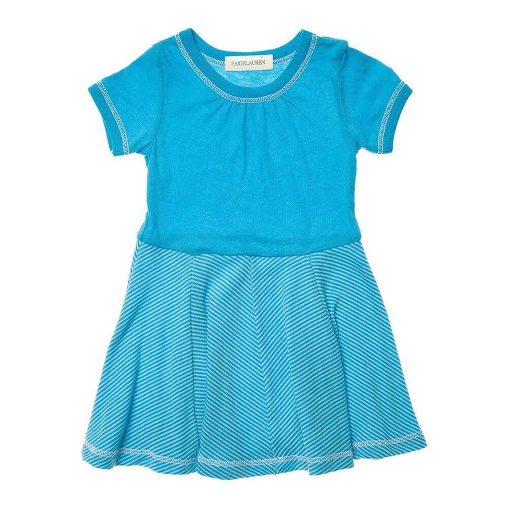 Baby S/S Jersey Swing Dress-Arts | 3-6m | Monet Blue
