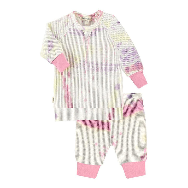 Baby Thermal Splatter Loungewear-Peace & Love | PINK SPLATTER | 0-3m