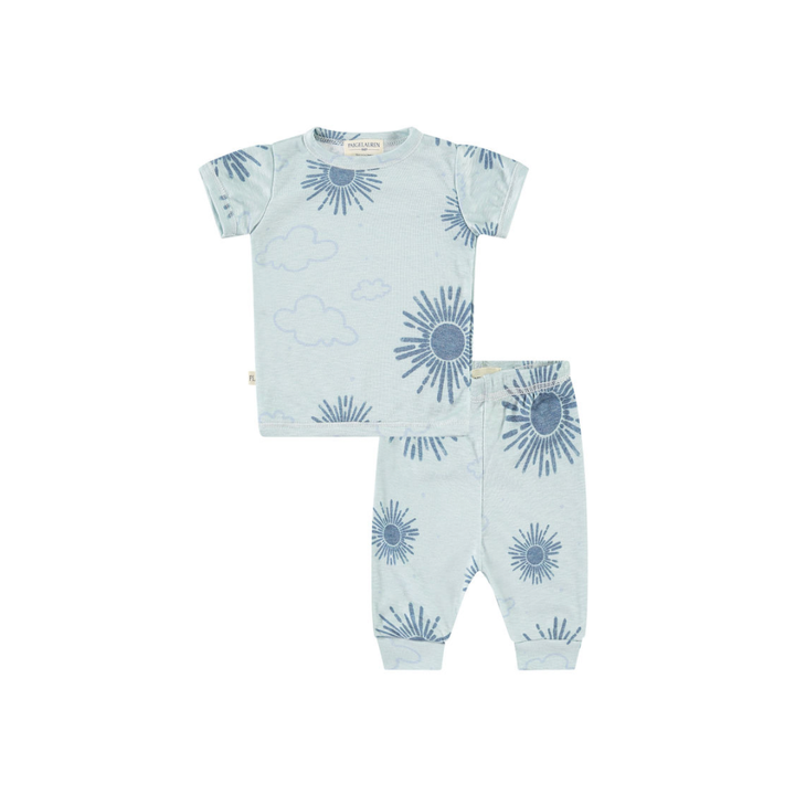 Toddler & Kid Sun Burst Slub Rib S/S Tee & Legging Loungewear Set-Whim-zzz