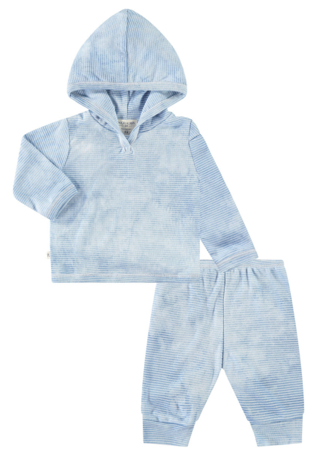 Toddler & Kid Stripe Rib Marble Hoodie & Pant Loungewear Set-Whim-zzz