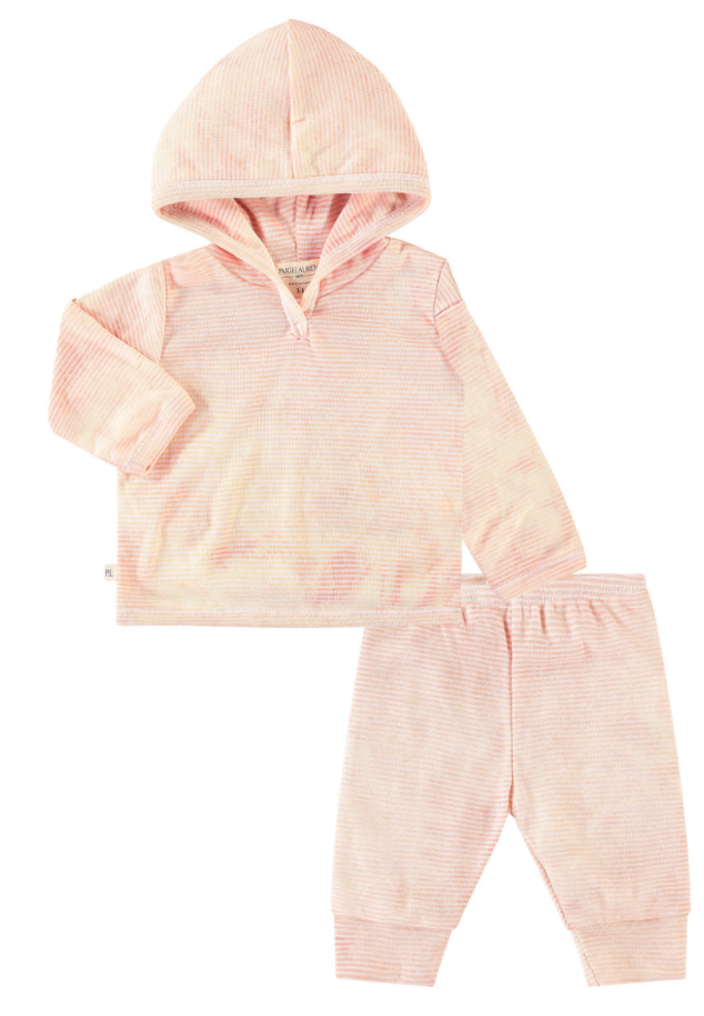 Toddler & Kid Stripe Rib Organic Marble Hoodie & Pant Loungewear Set-Whim-zzz