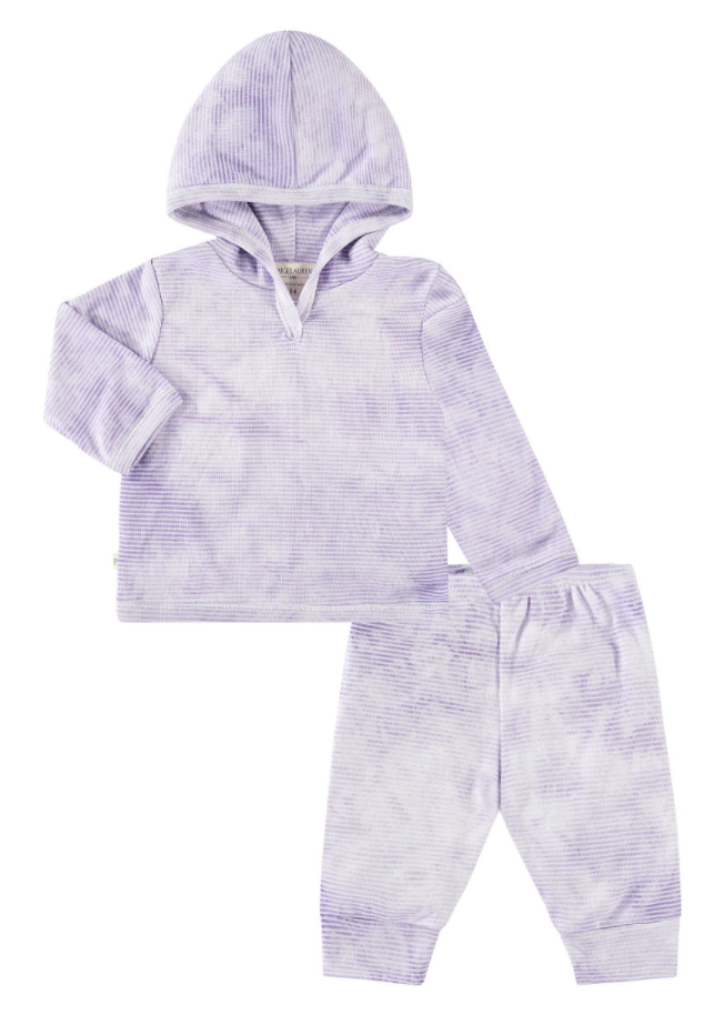 Toddler Kid Stripe Rib Marble Hoodie and Jogger Set